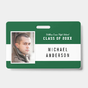 Editable Colour Varsity Class Reunion Photo Name ID Badge