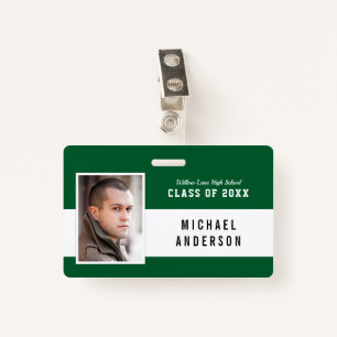 Editable Colour Varsity Class Reunion Photo Name ID Badge