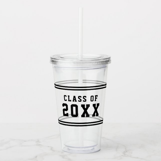 Editable Colour Varsity Graduating Class of Year Acrylic Tumbler (Front)