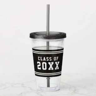 Editable Colour Varsity Graduating Class of Year Acrylic Tumbler