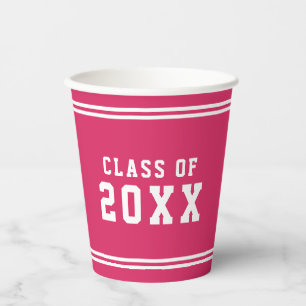 Editable Colour Varsity Graduating Class Year Paper Cups