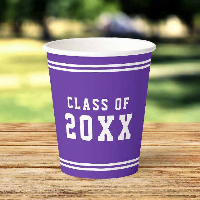 Editable Colour Varsity Graduating Class Year Paper Cups (Creator Uploaded)