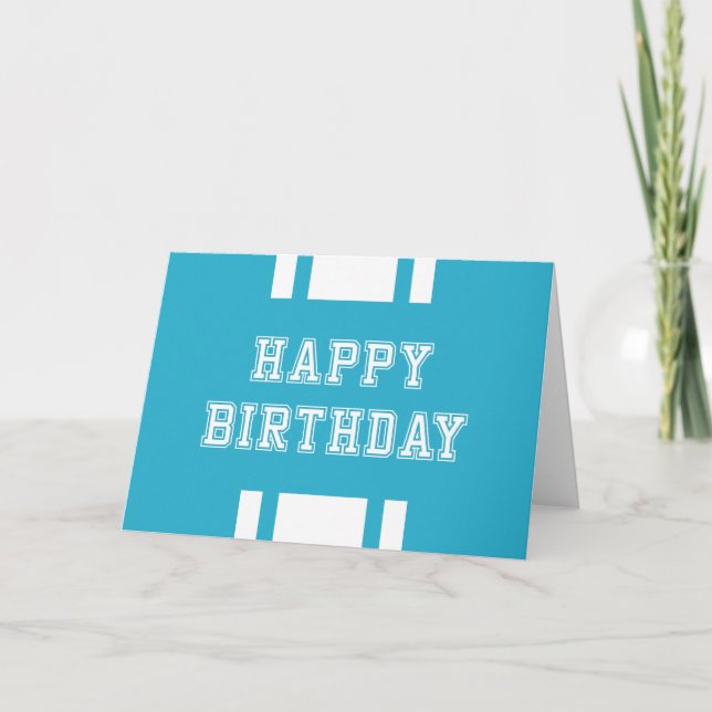 Editable Colour Varsity Happy Birthday Card (Front)