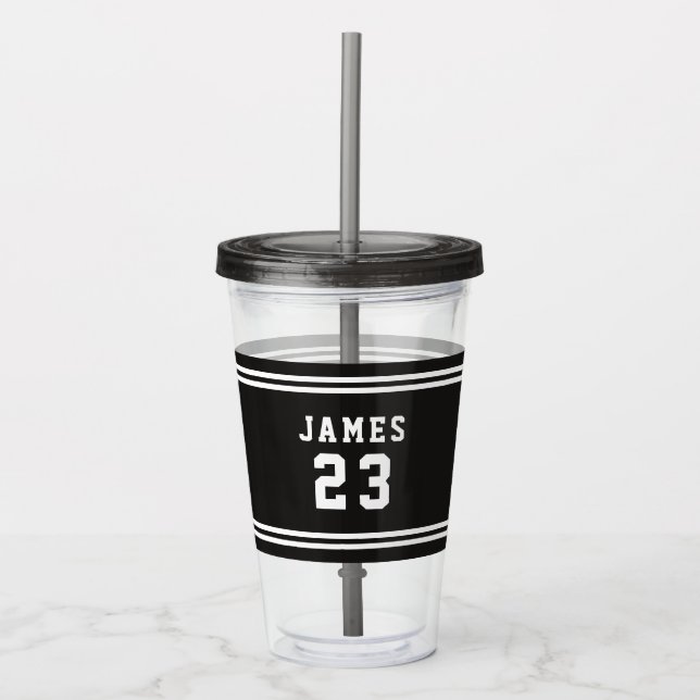 Editable Colour Varsity Name Number Acrylic Tumbler (Front)