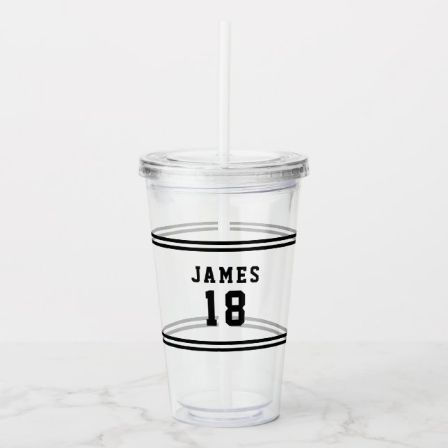 Editable Colour Varsity Name Number Acrylic Tumbler (Front)