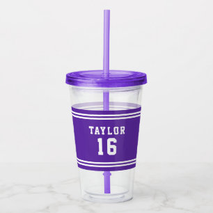 Editable Colour Varsity Name Number Acrylic Tumbler