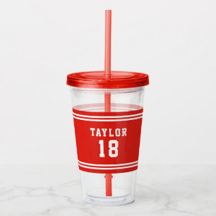 Editable Colour Varsity Name Number Acrylic Tumbler