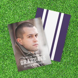 Editable Colour Varsity Photo Graduate Announcemen Invitation
