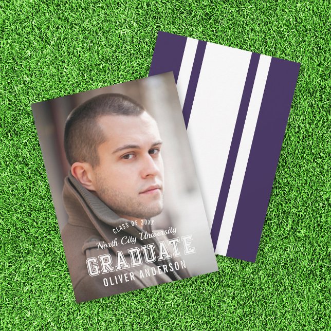 Editable Colour Varsity Photo Graduate Announcemen Invitation (Creator Uploaded)