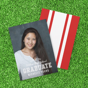 Editable Colour Varsity Photo Graduate Announcemen Invitation