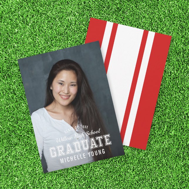 Editable Colour Varsity Photo Graduate Announcemen Invitation (Creator Uploaded)