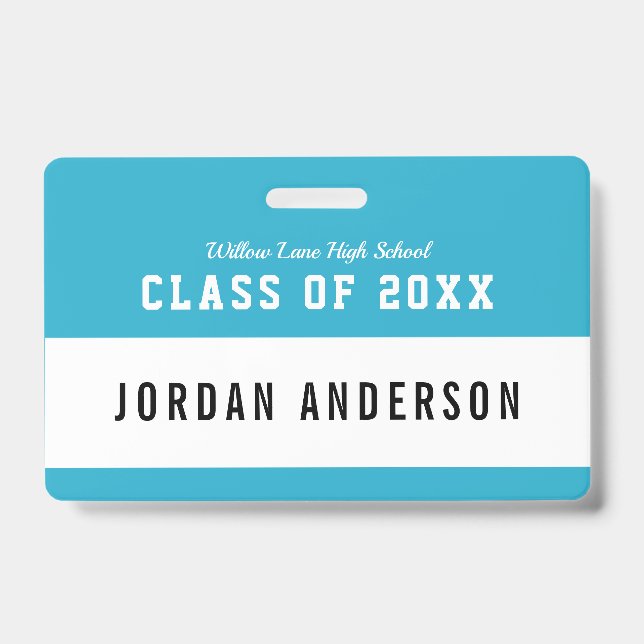 Editable Colour Varsity Style Class Reunion Name ID Badge (Front)