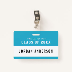 Editable Colour Varsity Style Class Reunion Name ID Badge