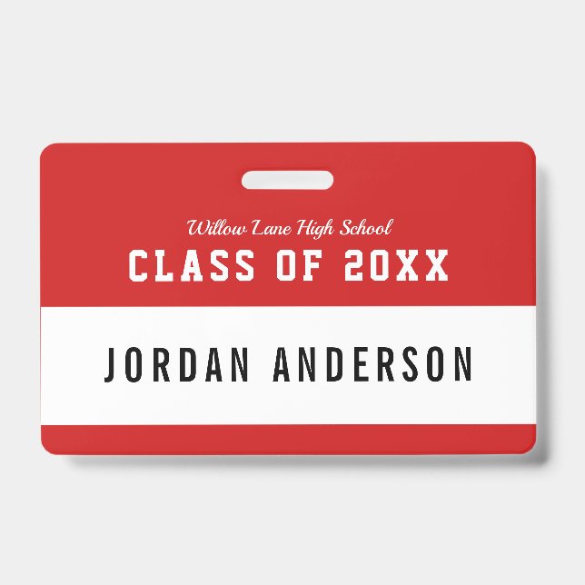 Editable Colour Varsity Style Class Reunion Name ID Badge (Front)