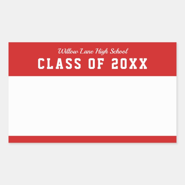 Editable Colour Varsity Style Class Reunion Name Rectangular Sticker (Front)