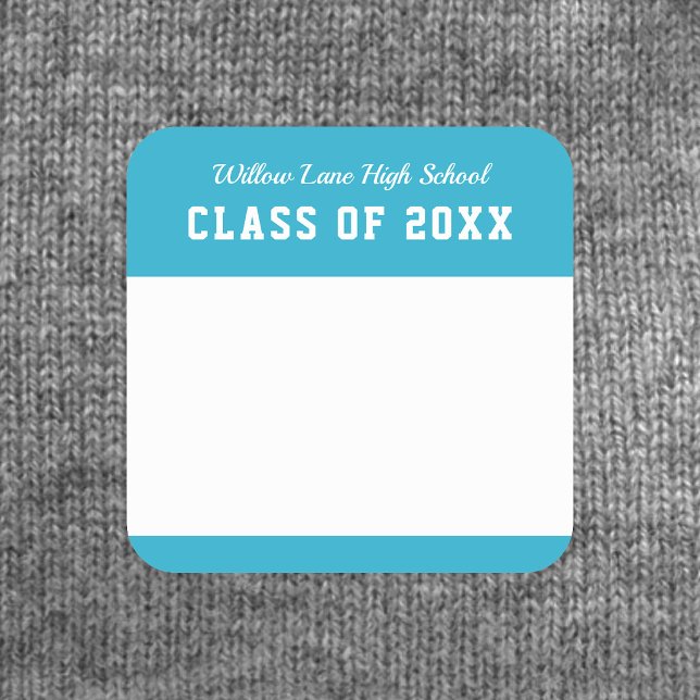 Editable Colour Varsity Style Class Reunion Name Square Sticker (Creator Uploaded)