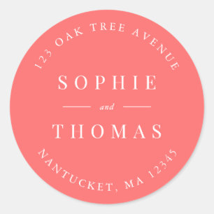 Editable Colour Wedding Return Address Modern Classic Round Sticker