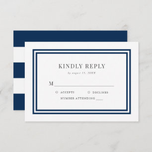 Editable Colour White Stripes Nautical Wedding RSV RSVP Card
