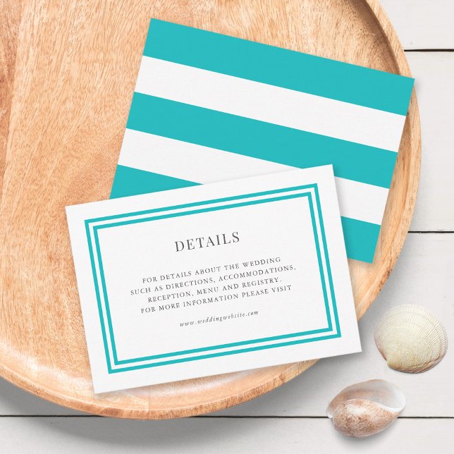 Editable Colour White Stripes Wedding Details Enclosure Card (Creator Uploaded)