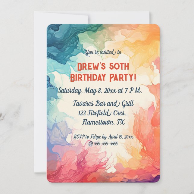 Editable Colourful Burning Flames  Invitation (Front)