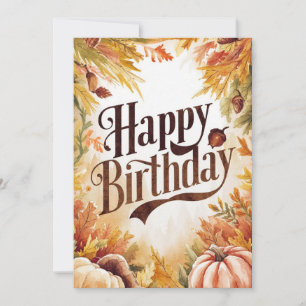 Editable Colourful Wish Autumn Fall Happy Birthday Card