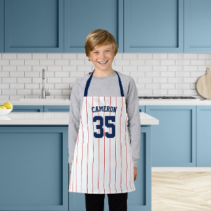 Editable Colours Baseball Jersey Stripes Name Kids Apron
