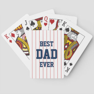 Editable Colours Baseball Stripes Best Dad Ever Playing Cards