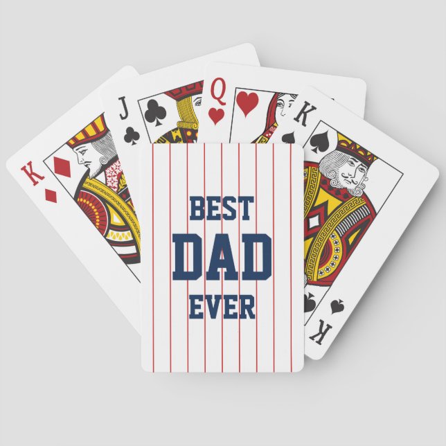 Editable Colours Baseball Stripes Best Dad Ever Playing Cards (Back)