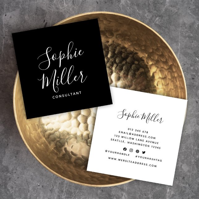 Editable Colours Calligraphy Script Social Media Square Business Card (Creator Uploaded)