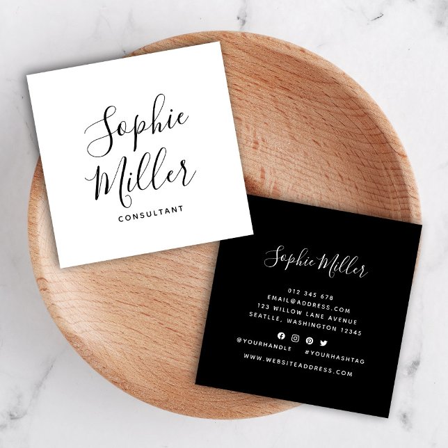Editable Colours Calligraphy Script Social Media Square Business Card (Creator Uploaded)