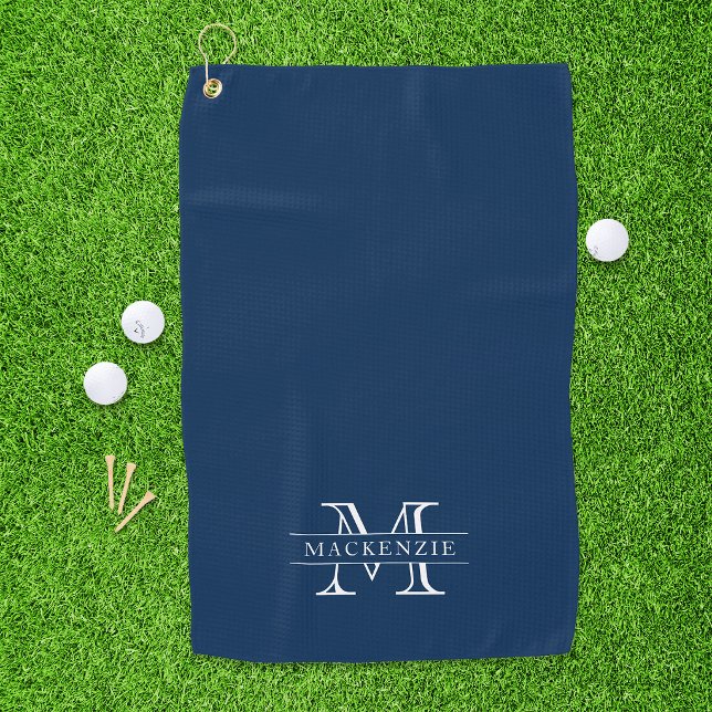 Editable Colours Classic Border Name Monogram Golf Towel (Creator Uploaded)