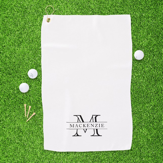 Editable Colours Classic Border Name Monogram Golf Towel (Creator Uploaded)