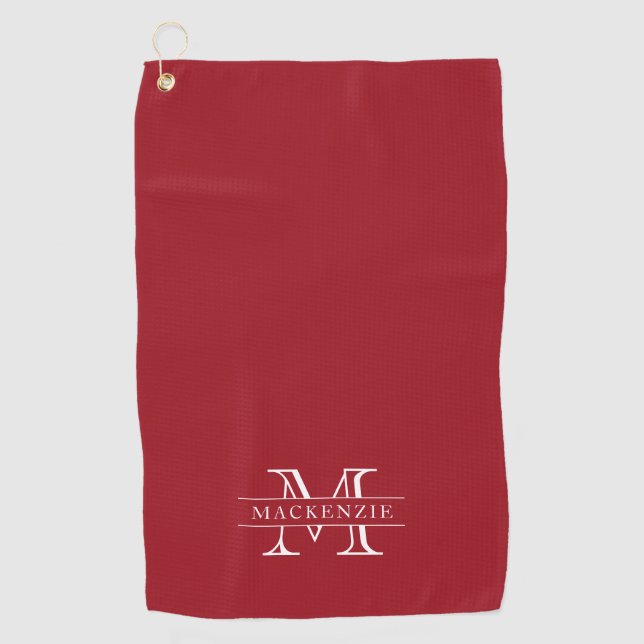 Editable Colours Classic Border Name Monogram Golf Towel (Front)