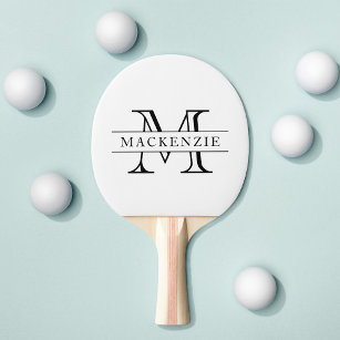 Editable Colours Classic Border Name Monogram Ping Pong Paddle