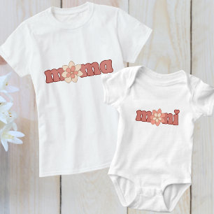 Editable Colours Mama with Flower Matching Mini T-Shirt