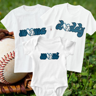 Editable Colours Mini Love Baseball Matching Mama Baby Bodysuit