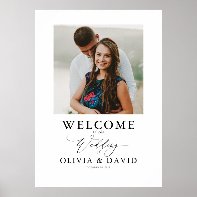 Editable Colours Modern Wedding Welcome Photo Sign (Front)