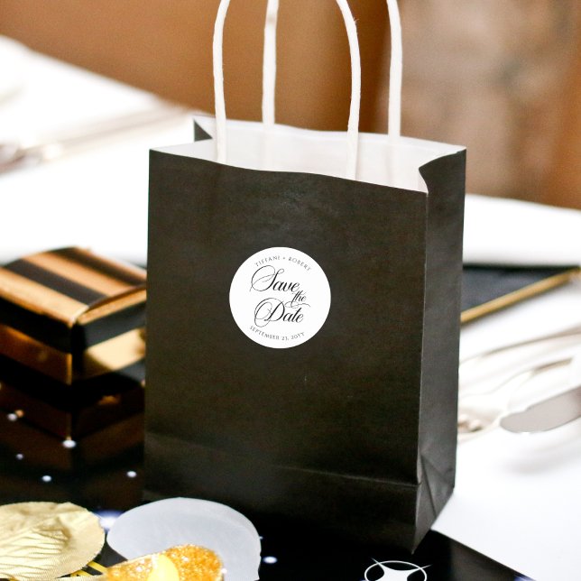 Editable Colours Save the Date Minimalist Modern  Classic Round Sticker (Creator Uploaded)