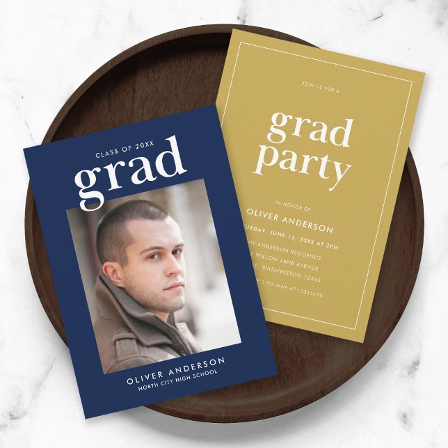 Editable Colours Serif Photo Graduation Party Invitation (Creator Uploaded)