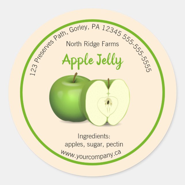 Editable Company Apple Jelly Label (Front)