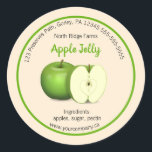 Editable Company Apple Jelly Label<br><div class="desc">This editable label features a light background with a green ring. In the center is an illustration of apples. At the top is the contact information for the company/ business, the company name and the product name. Below, is the ingredient list and the website information. All text is editable so...</div>