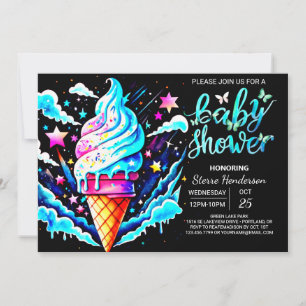 Editable Cone Ice Cream Boy Baby Shower Invitation