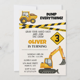 Editable Construction Birthday Invitations