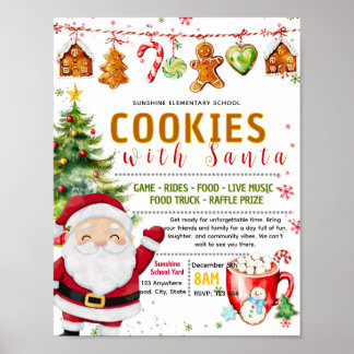 Editable cookie with santa fundraiser flyer poster