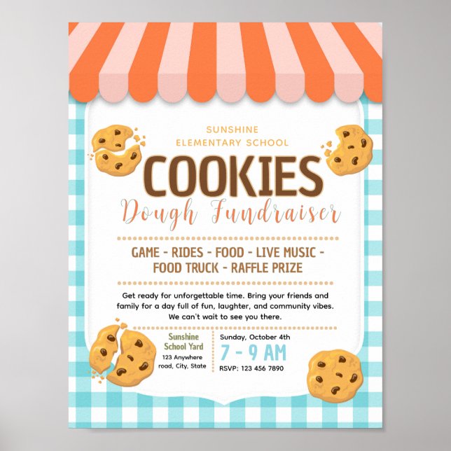 Editable cookies dough fundraiser flyer poster (Front)