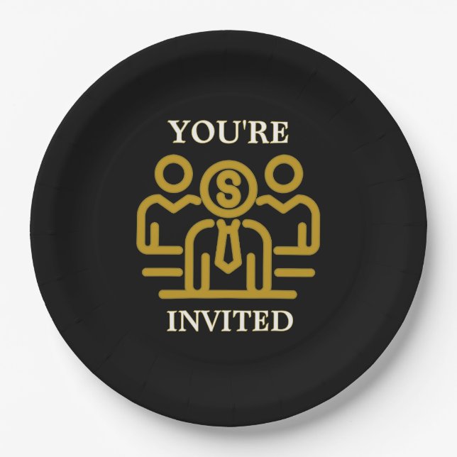 Editable Corporate Event Invite Paper Plates  (Front)