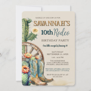 Editable Country Cowgirl Western Rodeo Birthday Invitation
