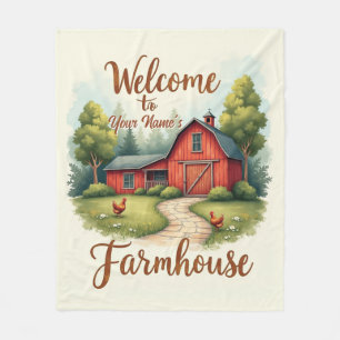 Editable Country Farmhouse Welcome Print Fleece Blanket