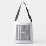 Editable Couples Initials | White & Grey Crossbody Bag<br><div class="desc">Customizable couples initials or any other text.</div>