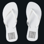 Editable Couples Initials | White & Grey Thongs<br><div class="desc">Customizable couples initials or any other text.</div>